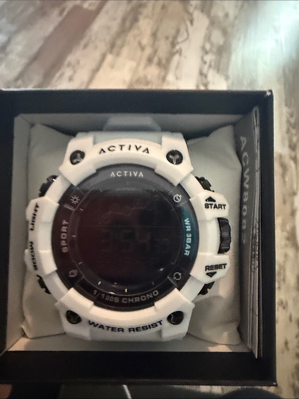 Ativa White Digital Sport Watch with Black Dial Accents